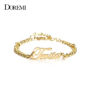 Bracelets de cheville DOREMI acier inoxydable Namepalte cheville 5mm bijoux de jambe cubaine personnalisé numéro Vintage nom cheville personnalisé pied anniversaire 230630