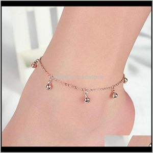 Bracelets de cheville livraison directe 2021 mode bijoux cloche pendentifs Sier ou couleur or métal plaqué chaîne de perles pour les femmes pied cheville conception Simple Beut