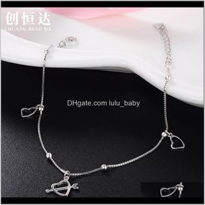 Anklets Drop levering 2021 S925 Sier Women Japanse en Koreaanse mode Hollow Love Anklet Temperament Persoonlijkheid Kleine frisse voet sieraden P8