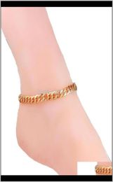 Bracelets de cheville livraison directe 2021 bijoux d'été pied sur la jambe couleur or Bracelet cheville lien chaîne cheville bracelets pour femme Jtueg2816161