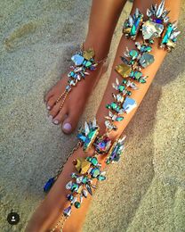Ankjes dvacaman mode enkel Bracelet bruiloft op blote voeten sandalen strand voet sieraden sexy taart keten dames boheems kristallen enkel 230512