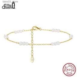 Fußkettchen Effie Queen Mode 925 Sterling Silber Natürliche Perlenkette Fußkettchen für Frauen Sommer Strand Fußkette Knöchelriemen Schmuck SA36 Q231113