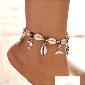 Anklets Europa and America Originality Personality Metal Conch Ankles Chain Shell Dolphin Fish Tail Hangers Ankle Bracelet 2 98YB T DHWE0