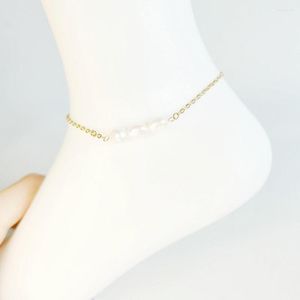 Anklets Everyday Sieraden Geschenken Dainty Beach kralen 18K Gold vergulde roestvrijstalen zoetwaterparel Arne armbanden voor vrouwen