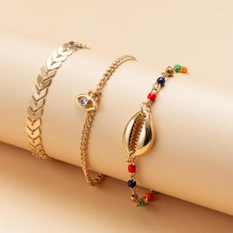 Bracelets de cheville oeil pendentif 2023 pour femmes perles de pierre coquille flèche cheville bohème Bracelets sur jambe BOHO océan bijoux goutte