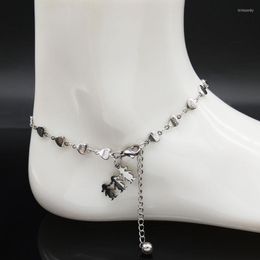 Anklets Familie roestvrijstalen enkelarmband voor vrouwen zilveren kleur liefde boommeisje ketting sieraden bransoletka na Noge a612352S07