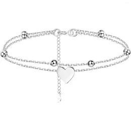 Enkelbanden fansilver sterling zilveren enkelarmbanden voor vrouwen hart vlinder kralen initiële enkelband gelaagde sierlijke ketting verstelbaar
