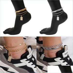 Anklets Fashion 4pcs/Set Anklet Bracelet for Women Foot Accessories Summer Beach Barefoot Sandals enkel op de been vrouwelijk 177 Drop de Dhynn