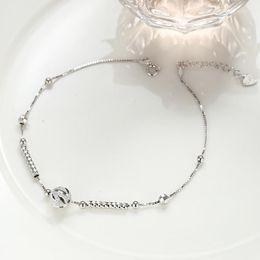 Bracelets de cheville en argent Sterling 925, bijoux fins, chaîne de pied en perles porte-bonheur pour femmes et filles, Bracelet de jambe de cheville S925