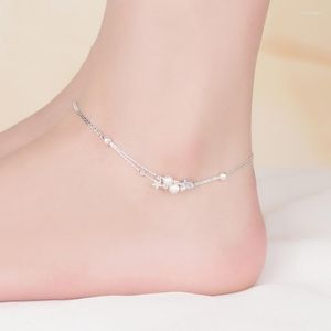 Anklets Fashion 925 Sterling Silver Anklet Joya fina Cadena de pie estrella Simple para mujeres S925 Pulsera de pierna de tobillo