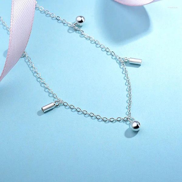 Bracelets de cheville en argent Sterling 925, bijoux fins, chaîne de pied Simple, petite cloche, pour femmes et filles, S925