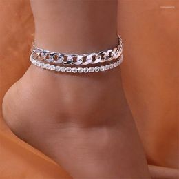 Bracelets de cheville mode cheville cristal strass Anckle Bracelets pour femmes en acier inoxydable cheville pied chaîne femmes jambe bijoux cadeau