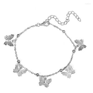 Anklets Fashion Butterfly For Women Boheemse strand Sandaal Anklet Zilveren kleuren Voetketen Enkle Bracelet op beenjuwelen