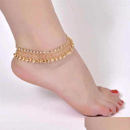 Anucletas Fashion Gold Color Sier Ettnic Tassel Bell For Women Girl Beach Foot Pulsely Anklet India Accesorios de joyería Drop entrega Otsxx