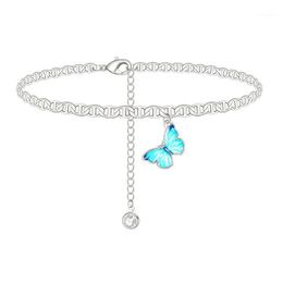 Anklets Mode Goldsilver Kleur Blauw Butterfly Anklet voor Boheemse vrouwelijke strand Barefoot Sandals Armband