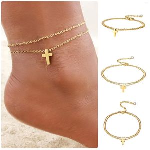 Enklets Fashion Golden Foot Decoration European and American Beach Wind Small Mooi Anklet Gold voor vrouwen