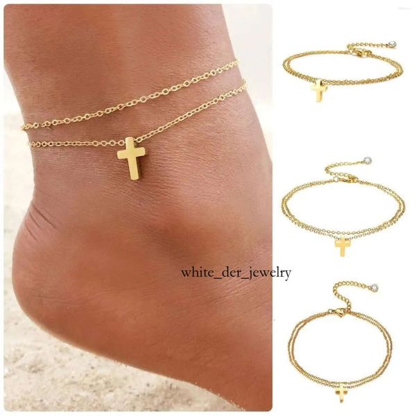 Bracelets de cheville mode décoration de pied doré vent de plage européen et américain petit beau bracelet de cheville en or pour les femmes 3932
