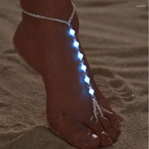 Enkelbanden Mode Handgemaakte Glow In The Dark Kralen Wanten Enkelband Voor Vrouwen Strand Enkelband Op Been Voet Trendy Sieraden