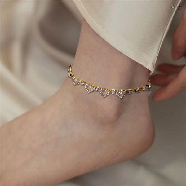 Bracelets de cheville bijoux de mode plaqué or Bracelet de cheville Sexy chaîne pied strass coeur Design accessoires