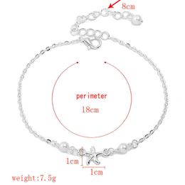 Enkelbanden mode oceaan sieraden vissen ster hanger Anklet zilveren kleur voetketen zomer strand enkeldjes sieraden cadeau18 cm (7 1/8 ") lang 1 -stuk G220519