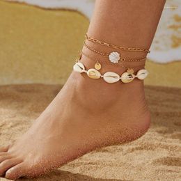 Tobilleras Moda Shell Multicapa Temperamento Simple Cadena de cuentas para mujeres Regalos de joyería de playa de verano