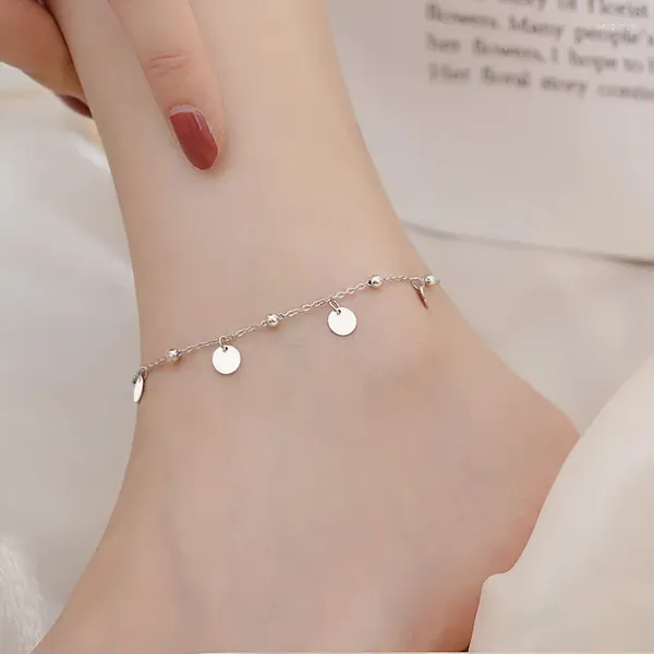 Bracelets de cheville mode argent plaqué gland rond perle pendentif lien chaîne cheville bijoux pour femmes Sl202