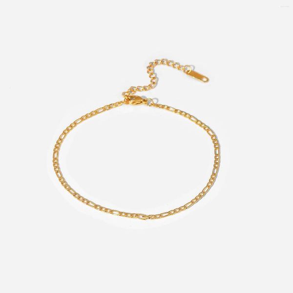 Anucletas Fashion Simple 18k Gold Anklet Pierna Figaro Cadenas Acero inoxidable para mujeres Joyas a pie Playa impermeable