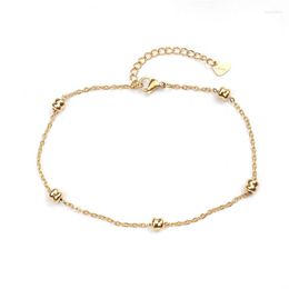 Tobilleras Moda Tobillera de acero inoxidable Simple oro en pie Pulseras de tobillo para Mujeres Hombres Pierna Cadena Joyería Regalo 23.5 cm - 22 cm Largo 1 PC