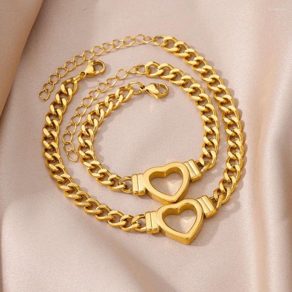Bracelets de cheville en acier inoxydable pour femmes, chaînes de couleur or, bijoux cadeaux, un ensemble de Bracelets et de chevilles