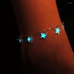 Enklets Fashion Summer Foot Sieraden Women Glow in the Dark Star Chain Anklet Luminous enkel Bracelet Barefoot Sandal Beach