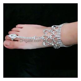 Bracelets de cheville Mode Femmes Pied Bijoux Plage Blanc Cristal Strass Sandales Pour Accessoires De Mariée Livraison Directe Dhave