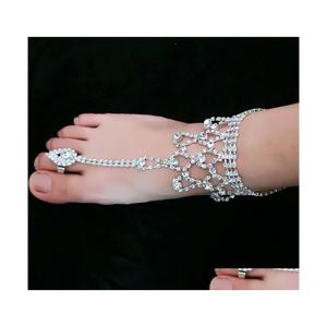 Ankjes mode dames voet sieraden strand bruiloft witte kristallen strass sandalen voor bruidsaccessoires drop levering otnyq