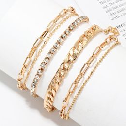 Bracelets de cheville Fasions Fasion Punk Color Gold Couleur pour les femmes Sumoustone Summer Beach on the Leg Accessories Cheville Foot Jewellery 277W