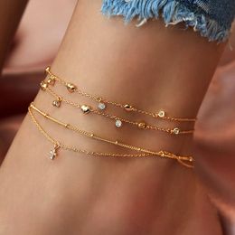 Anklets Fnio Bohemia -keten Enklets for Women Foot Accessories Summer Beach Barefoot Sandals Bracelet enkel op het been vrouwelijk 230426