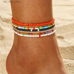 Bracelets de cheville FNIO Bracelet de cheville en perles colorées bohème adapté aux bijoux de pied des femmes bracelet pieds nus de plage d'été sur les jambes et les chevillesC24326