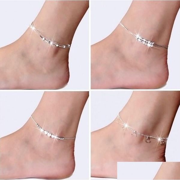Bracelets de cheville bijoux de pied chaîne de lien de cheville pour femmes bracelets de fille mode vente en gros livraison directe Dhj1Y