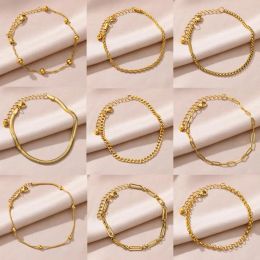 Enkelbanden voor vrouwen 14k geel goud gouden kleur ketting enkelbandje vrouwelijke zomer strand accessoires voet been armbanden mode-sieraden