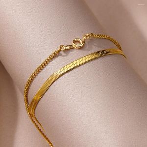 Bracelets de cheville pour femmes bijoux été accessoires jambe Bracelet mode décoration chaîne mignon esthétique Double couche serpent