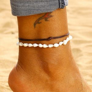 Anklets for Women Shell Foot Jewelry Summer Beach Barefoot Bracelet Ankle on leg Female Leather Anklet Boho Leg Chain