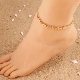 Anucletas para mujeres Accesorios de playa de verano 316L Cadena de monedas de acero inoxidable Cadena Anket Gold Color Pulseras Bodychain regalo