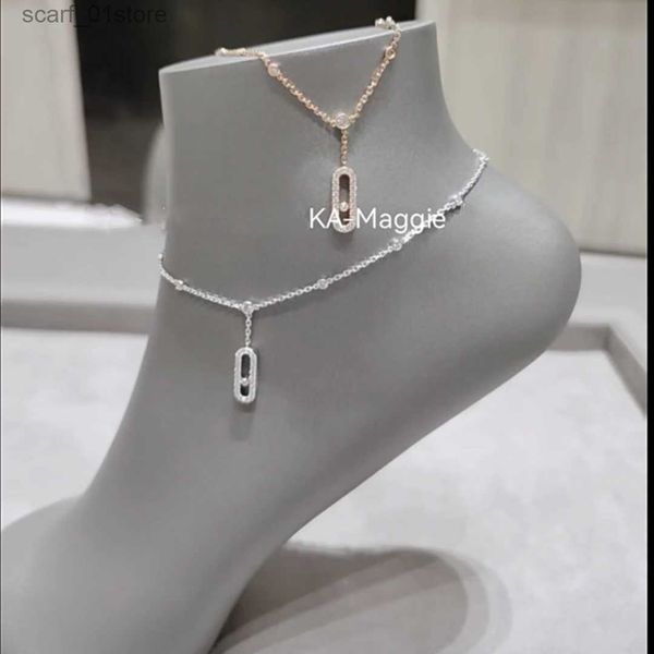 Tobilleras Joyería francesa Serie MOVE S925 bañada en plata de ley con tobillera de mujer sexy de moda en oro de 14 quilates. Piedra en movimientoL231219