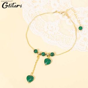 Bracelets de cheville GEITERI vert pierre naturelle pendentif collier adapté aux femmes doré serpent chaîne pied chaîne charmant Bijoux Bijoux 2023L2403