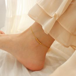 Bracelets de cheville couleur or plage perles de rocaille chaîne cheville pour femmes été jambe pied bracelet en acier inoxydable bijoux 2023 tendance coréenne filles cadeau