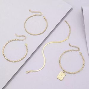 Bracelets de cheville couleur or bohême Style cheville Bracelet ensemble pour femmes lumière luxe élégant dames chaînes personnalité créative bijoux
