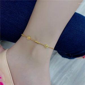 Enkelbanden gouden kleur roestvrijstalen madeliefje bloem enkel armband voor vrouwen voet sieraden minimalistische kralen vrouwelijke accessoires