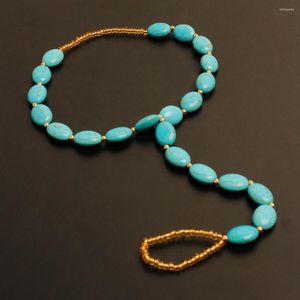 Bracelets de cheville GSOLD Bohemian Turquoise Beads Toe Ring Chain Anklet For Women Barefoot Sandals Pied Bijoux Long Beach Enkelbandjes Sieraden