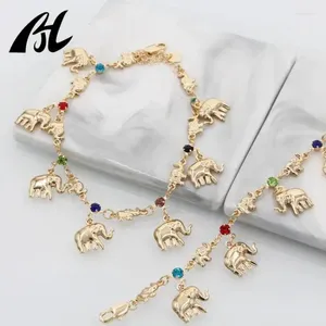 Enkelbanden Hoge kwaliteit witte strass ontwerp olifant enkelband sieraden 18K vergulde set voor dames