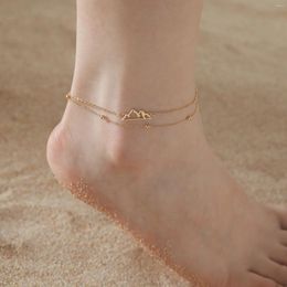 Chevilles hipee bohemia double couche acier inoxydable pour les femmes girnes montagne pendantes chaînes de pied d'été