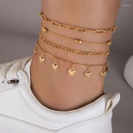 Bracelets de cheville HuaTang Butterfly Tassel Multi-layer Chain Set Metal Style Women's Ankle Four Piece Outdoor Dating