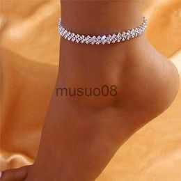 Anklets Huitan Fashion Design Rhinestone Anklet for Women Silver Color/Gold Color Exquisite Girls Ankle been Chain Party Luxe sieraden J230815